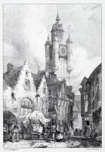 Bergues: La Tour du marché, 1824 von Richard Parkes Bonington