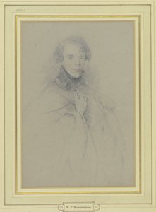 Selbstbildnis im Mantel, Kniestück von Richard Parkes Bonington