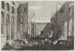 Ruinen des Covent-Garden-Theaters, Besuch Ihrer Majestät und der Prinzessin Royal von Richard Principal Leitch