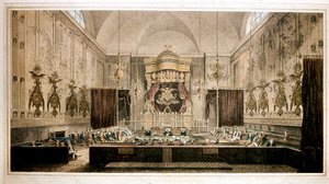 Ansicht des House of Lords, Oberhaus des Parlaments von Großbritannien. Gravur von Rothwell. 19. Jahrhundert Parker Gallery, London von Richard Rothwell
