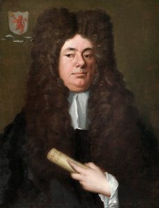 William Petyt hält eine Kopie der Magna Carta, ca. 1690