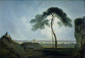 Italienische Landschaft mit Steinkiefer