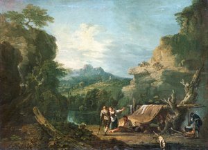 Landschaft mit Banditen um ein Zelt, 1752