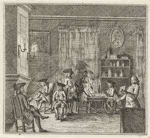Interieur mit verschiedenen Figuren