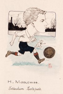 Bert Middlemiss, Tottenham Hotspur, Zeichnung für ein Set von Zigarettenkarten, 1907 von Rip