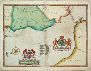 Karte der Verfolgung nach Calais, 4. - 6. August 1588 von Robert (after) Adams