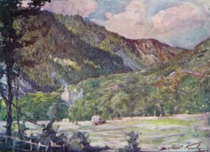 Ein Heufeld in der Nähe von Portmadoc von Robert (after) Fowler