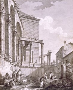 Seitenansicht des Tempels des Jupiter, veröffentlicht 1764 von Robert Adam