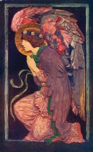 Ein Engel, der anbetet, ein farbiges Gipsrelief von Robert Anning Bell, um 1901 von Robert Anning Bell