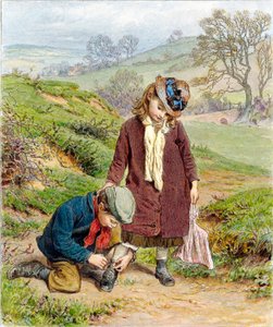 Bruder bindet seiner Schwester den Schuh, veröffentlicht 1854