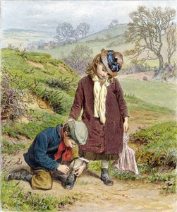Bruder bindet seiner Schwester den Schuh, veröffentlicht 1854