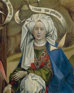 Detail einer Frau aus der Geburt Christi, von Meister von Flemalle Robert Campin, circa 1420 von Robert Campin