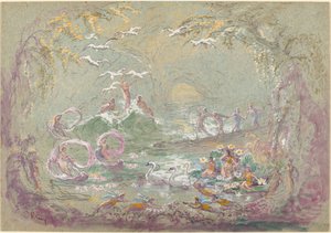 Seeszene mit Feen und Schwänen von Robert Caney