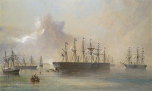 Atlantisches Telegraphenkabel-Flotte versammelt in Berehaven Südwestküste von Irland..., 1866