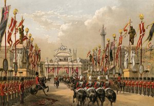 London Bridge, gehalten von der Honourable Artillery Company of London, 7. März 1863 (Gravur) von Robert Dudley