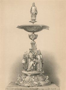 Das Mittelstück in Silber, das Geschenk Ihrer Majestät im Namen von HRH dem Prinzgemahl und der Königin von Robert Dudley