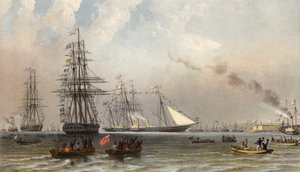 Die Ankunft der königlichen Yacht vor Gravesend, 7. März 1863 (Chromolitho) von Robert Dudley