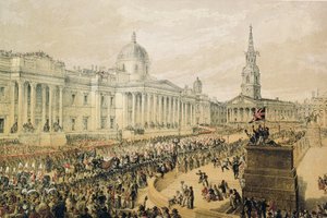 Hochzeitsprozession von Edward Prinz von Wales und Prinzessin Alexandra am Trafalgar Square von Robert Dudley