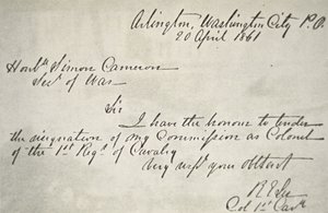 Robert E. Lees Rücktrittsschreiben aus der Bundesarmee, 20. April von Robert E. Lee