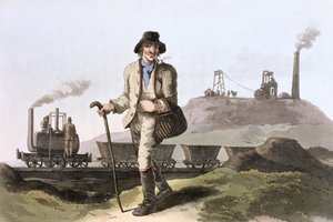 Blenkinsop-Dampflokomotive am Middleton-Kohlenbergwerk bei Leeds, West Yorkshire, 1814 von Robert Havell