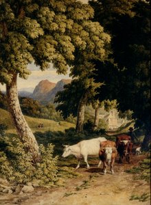 Landschaft mit Vieh und Hirte