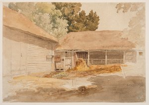 Studie einer Scheune, ca. 1820-29 von Robert Hills