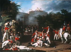 Der Tod von Colonel Moorehouse beim Sturm auf das Pettah-Tor von Bangalore am 7. März 1791, 1793