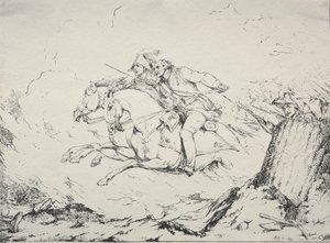 Beispiele der Polyautographie: Kavallerieangriff, 1803