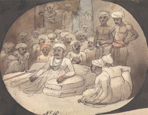 Skizze von Mahaji Sindia in seinem Zelt