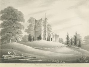 Arley Kirche: Sepiazeichnung, 1824 von Robert Noyes