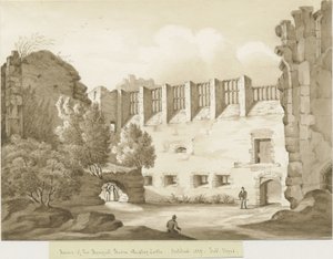 Dudley Castle - Der Bergfried: Sepia-Zeichnung