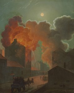 Ein Feuer in Boston bei Mondlicht, ca. 1830-1835