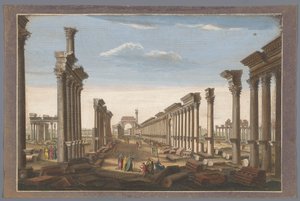 Ansicht der Ruine des Bogens der Kolonnade in Palmyra, von der Westseite gesehen