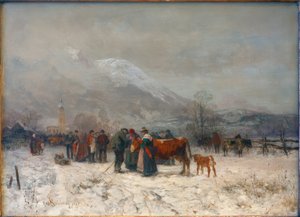 Viehmarkt im Winter bei Mittenwald von Robert Schleich