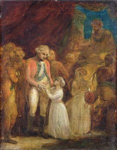 Die beiden Söhne von Tipu Sahib, Sultan von Mysore, werden General Cornwallis als Geiseln übergeben, ca. 1792