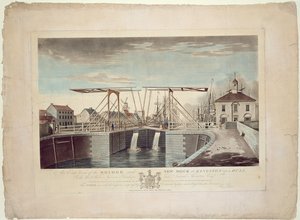 Eine Ostansicht der Brücke und des neuen Docks in Kingston upon Hull