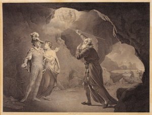 Prospero, Ferdinand und Miranda. Aus William Shakespeares "Der Sturm", 4. Akt, 1. Szene