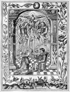 Thomas Norton überreicht sein Ordinall an Edward IV aus Theatrum Chemicum Britannicum, 1652