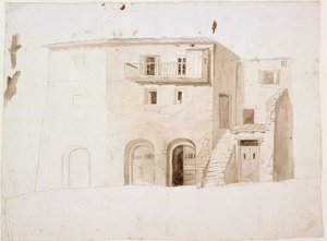 Thema aus Italien: Steinhaus, in der Mitte zwei Tore und Treppen von Robert Wilhelm Ekman