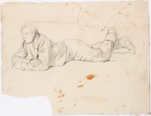 Auf dem Bauch liegender Junge von Robert Wilhelm Ekman