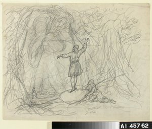 Mann aus dem Meer, Skizze für Kalevala-Serie von Robert Wilhelm Ekman