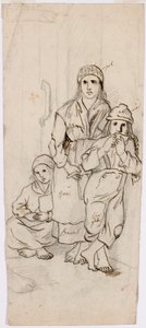 Frau, Junge und Mädchen in Tracht von Robert Wilhelm Ekman