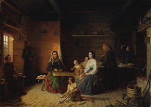 Kantele-Spiel in einer Bauernhütte, 1868