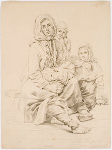 Dalarna Bettlerfamilie, Frau mit drei Kindern von Robert Wilhelm Ekman