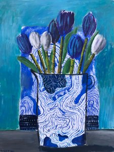 Blaue und weiße Tulpen
