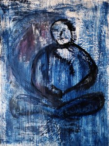 Meditierende blaue Figur