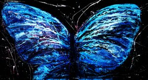 Lebendiger blauer Schmetterling von RodMacIver