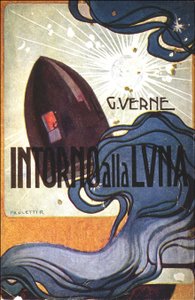 Cover. Illustration von Intorno alla luna (Von der Erde zum Mond) von Jules Verne
