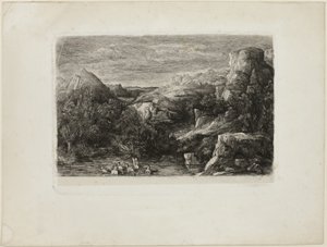 Badende in einem Bergpool von Rodolphe Bresdin