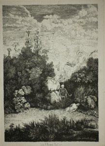 Badende Frau und Tod von Rodolphe Bresdin